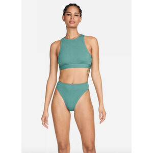 Nike Women's High-Waisted Bikini Swim Bottom Forest Green Size Large NWT
